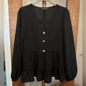 SHEIN Black Loose Top, Size Medium